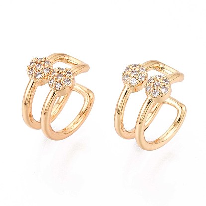 Латунные серьги-манжеты из прозрачного кубического циркония, двухслойный с-образный