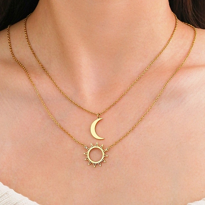 304 двухслойные подвески-солнце и луна из нержавеющей стали