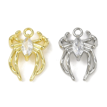 Подвески из латуни с прозрачным фианитом, без кадмия, без никеля и без свинца, прелести паука