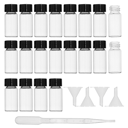 DIY Cosmetics Sample Bottle Kits, with Empty Glass Bottles, Plastic Screw-Top Caps & Funnel Hopper & Dropper