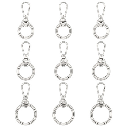 9 шт. 3 пружинные кольца из сплава, с карабинами из сплава