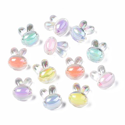 Transparent Acrylic Beads, Bead in Bead, Rabbit, AB Color