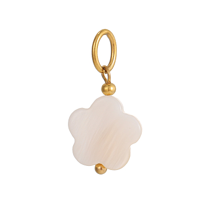 Природные подвески оболочки, подвески-цветы с 304 фурнитурой из нержавеющей стали, ионное покрытие (ip), реальный 18 k позолоченный