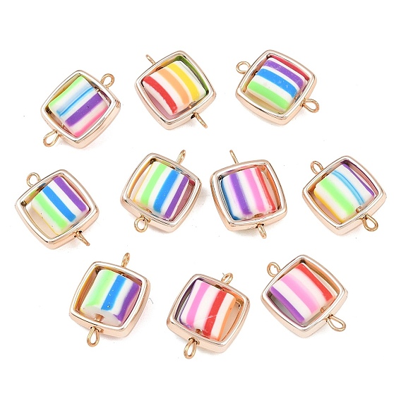 Пластиковая рамка ccb с бусинами из полимерной глины, квадратными звеньями, подвесками-соединителями, с латунными двойными петлями, разноцветные