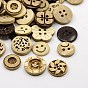 Coconut Buttons, Mixed Shapes, 12x3mm, Hole: 1mm