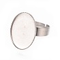 Adjustable 304 Stainless Steel Finger Rings Components, Pad Ring Base Findings, Oval