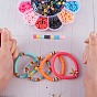 2400Pcs Single Colors Handmade Polymer Clay Beads, Heishi Beads, with 2 Strands Colorful Polymer Clay Beads and 5Pcs Heart Brass Beads