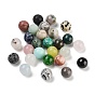 Natural Mixed Gemstone Beads, Round, Mixed Dyed and Undyed
