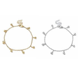 304 Stainless Steel Round Ball Charm Bracelets for Women