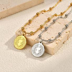 Religion 304 Stainless Steel Saint Benedict Coin Pendant Necklaces