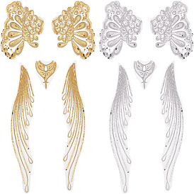 2 комплекты 2 цвета кружево вышивка костюм аксессуары, нашивка с блестками, швейные украшения, цветок