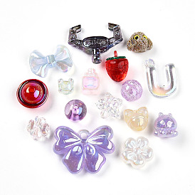 Прозрачные акриловые бусины с УФ-покрытием, радужный, разнообразные