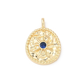 Латунные микропаве прозрачные подвески с фианитом, неправильный круг с солнцем, без свинца и без кадмия, стойки покрытие