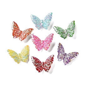 Непрозрачные акриловые бусины с УФ-покрытием, радужный, бабочка, с аэрозольным покрытием