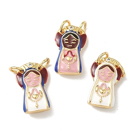 Латунь эмаль подвески, русские матрешки, долговечный, без кадмия и без свинца, стойки покрытие, реальный 18 k позолоченный