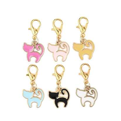 Подвески из сплава с эмалью, Сплав с застежками, форма кошки