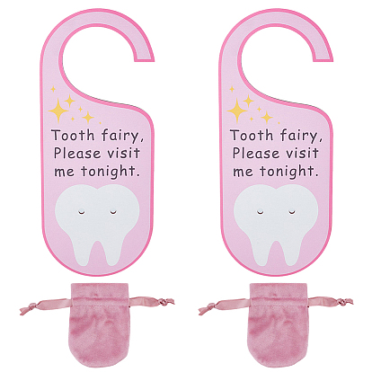 2 шт. вешалка для зубной феи из тополя, с 2шт. бархатные мешочки для украшений