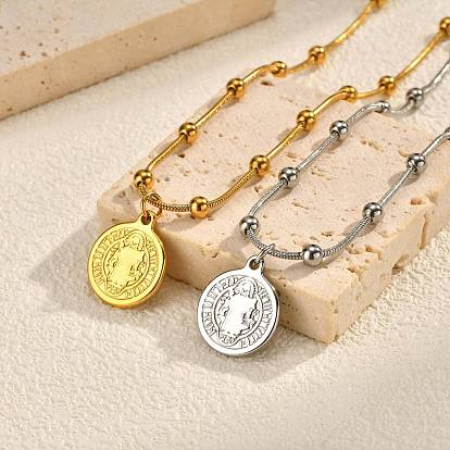Religion 304 Stainless Steel Saint Benedict Coin Pendant Necklaces