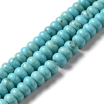 Natural Howlite Beads Strands, Dyed, Rondelle