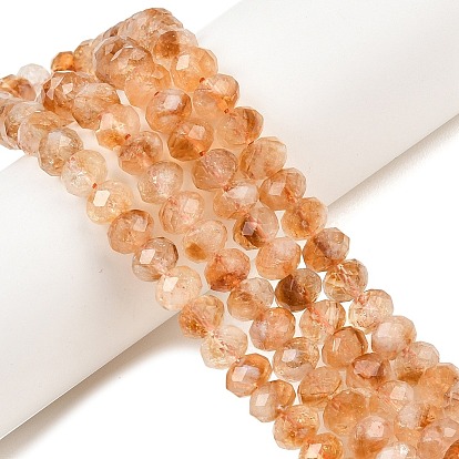 Нагретые нити из натуральных цитриновых бусин, рондель, граненые