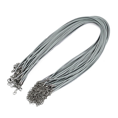 Eingewachsene Schnur bildende Halskette, mit Zink-Legierung Karabiner, Platin Farbe