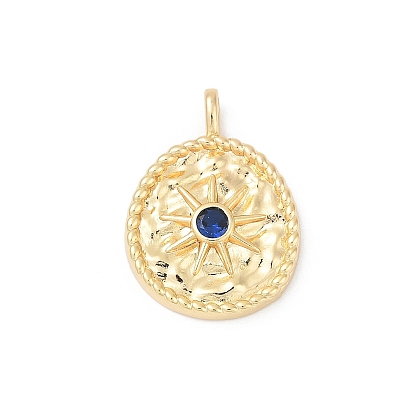 Латунные микропаве прозрачные подвески с фианитом, неправильный круг с солнцем, без свинца и без кадмия, стойки покрытие