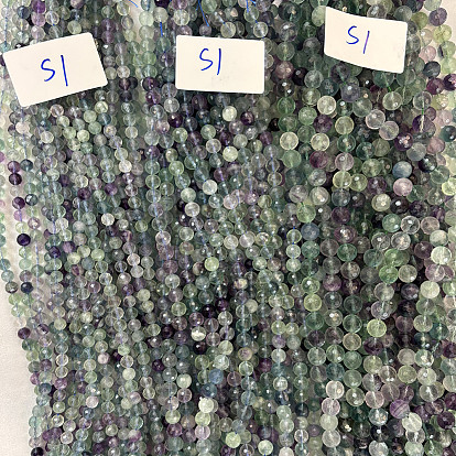 Природного флюорита бисер нитей, граненые, круглые, класс А