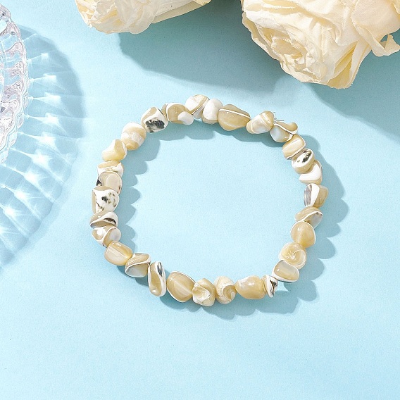 Натуральные бусины из ракушек трохус эластичные браслеты для мужчин и женщин, самородки