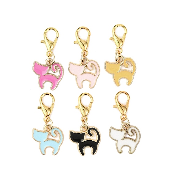 Подвески из сплава с эмалью, Сплав с застежками, форма кошки