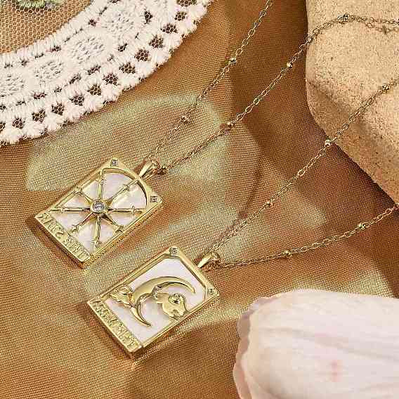 Латунные кубического циркония кулон ожерелья, акриловые ожерелья таро