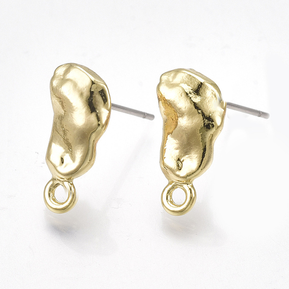 Alloy Stud Earring Findings, with Steel Pins, with Loop