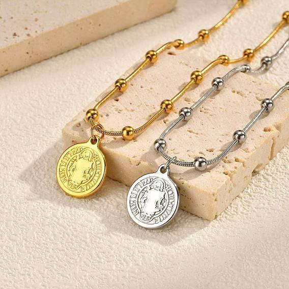 Religión 304 collares con colgante de moneda de San Benito de acero inoxidable