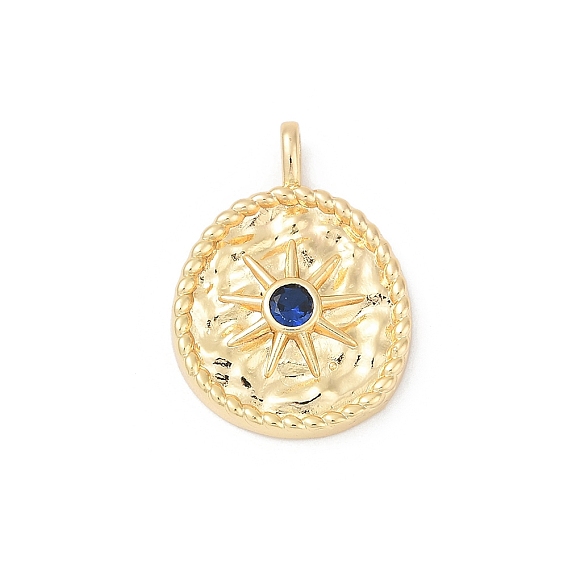 Латунные микропаве прозрачные подвески с фианитом, неправильный круг с солнцем, без свинца и без кадмия, стойки покрытие