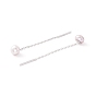 999 Fine Silver Chain Tassel Earring Thread for Girl Women, Natural Pearl Dangle Stud Earrings, Platinum