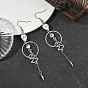Halloween Alloy & Synthetic Turquoise & Lampwork Dangle Earrings, Skull, 316 Surgical Stainless Steel Dangle Earrings for Women