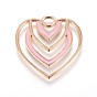 Zinc Alloy Pendants, with Enamel, Heart, Light Gold