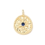 Латунные микропаве прозрачные подвески с фианитом, неправильный круг с солнцем, без свинца и без кадмия, стойки покрытие