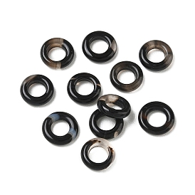 Natural Black Agate Linking Round Ring, Dyed & Heated