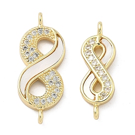 Подвески-коннекторы Infinity Links из натуральной ракушки, с латунными микропаве прозрачных кубических цирконий