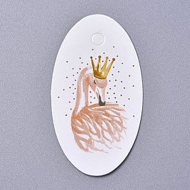 Бумажные подарочные бирки, хэндж теги, для декоративно-прикладного искусства, на свадьбу / день святого валентина / день благодарения, овальный с лебедем