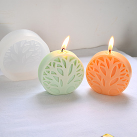 DIY Silicone Candle Molds, for Scented Candle Making, Round with Tree of Life Shape
