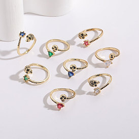 Adjustable Love Skull Zircon Ring for Women - Fashion Finger Jewelry