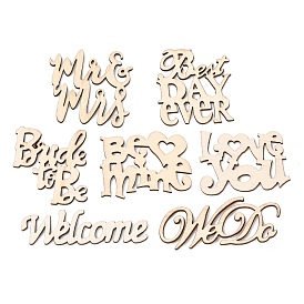 Natural Wood Cabochons, Undyed, Laser Cut, Word, Mixed Shapes