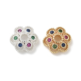 Латунные микро проложить кубического циркония Шапочки, долговечный, 6-лепестки, цветок