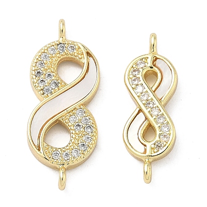 Подвески-коннекторы Infinity Links из натуральной ракушки, с латунными микропаве прозрачных кубических цирконий