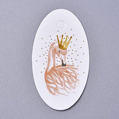 Бумажные подарочные бирки, хэндж теги, для декоративно-прикладного искусства, на свадьбу / день святого валентина / день благодарения, овальный с лебедем