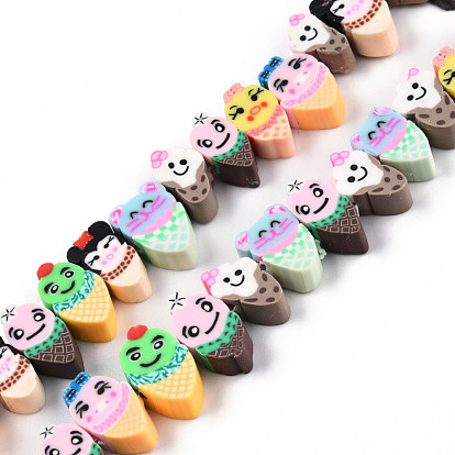 Handmade Polymer Clay Beads Strands, Imitate Food, Ice Cream
