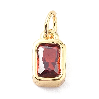 Glass Charms, with Real 18K Gold Plated Brass Findings and Jump Rings, Rectangle