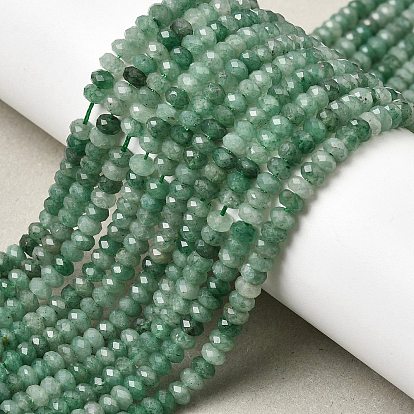 Естественный зеленый авантюрин бисер нитей, рондель, граненые