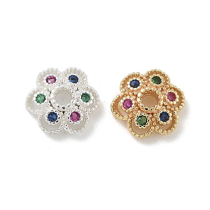 Латунные микро проложить кубического циркония Шапочки, долговечный, 6-лепестки, цветок